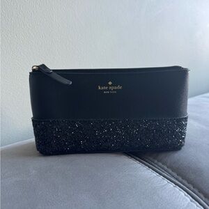 Kate Spade Black Glitter Cosmetic Bag